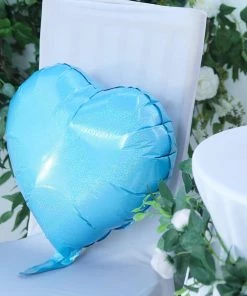 HIER_3200 Big Event Backdrops & Décor 2 Pack | 15" 4D Metallic Blue Heart Mylar Foil Helium Or Air Balloons