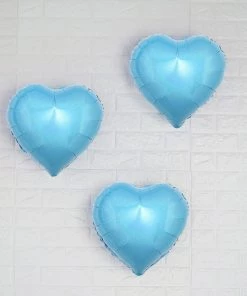 HIER_3200 Big Event Backdrops & Décor 2 Pack | 15" 4D Metallic Blue Heart Mylar Foil Helium Or Air Balloons