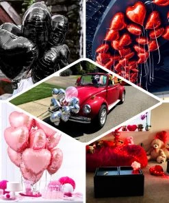 HIER_3213 Big Event Backdrops & Décor 2 Pack | 15" 4D Shiny Silver Heart Mylar Foil Helium Or Air Balloons 16 HIER_3213 Big Event Backdrops & Décor 2 Pack | 15