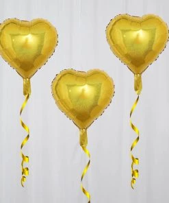 HIER_3213 Big Event Backdrops & Décor 2 Pack | 15" 4D Metallic Gold Heart Mylar Foil Helium Or Air Balloons 17 HIER_3213 Big Event Backdrops & Décor 2 Pack | 15