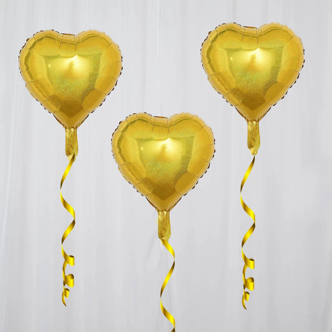 HIER_3213 Big Event Backdrops & Décor 2 Pack | 15" 4D Metallic Gold Heart Mylar Foil Helium Or Air Balloons 6 HIER_3213 Big Event Backdrops & Décor 2 Pack | 15" 4D Metallic Gold Heart Mylar Foil Helium Or Air Balloons