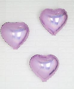 HIER_3213 Big Event Backdrops & Décor 2 Pack | 15" 4D Lavender Heart Mylar Foil Helium Or Air Balloons
