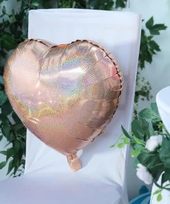 HIER_3213 Big Event Backdrops & Décor 2 Pack | 15" 4D Rose Gold Heart Mylar Foil Helium Or Air Balloons