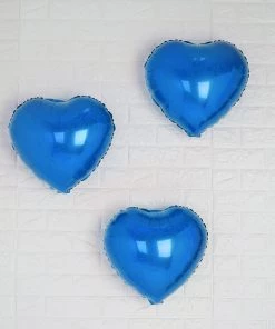 HIER_3213 2 Pack | 15" 4D Royal Blue Heart Mylar Foil Helium Or Air Balloons