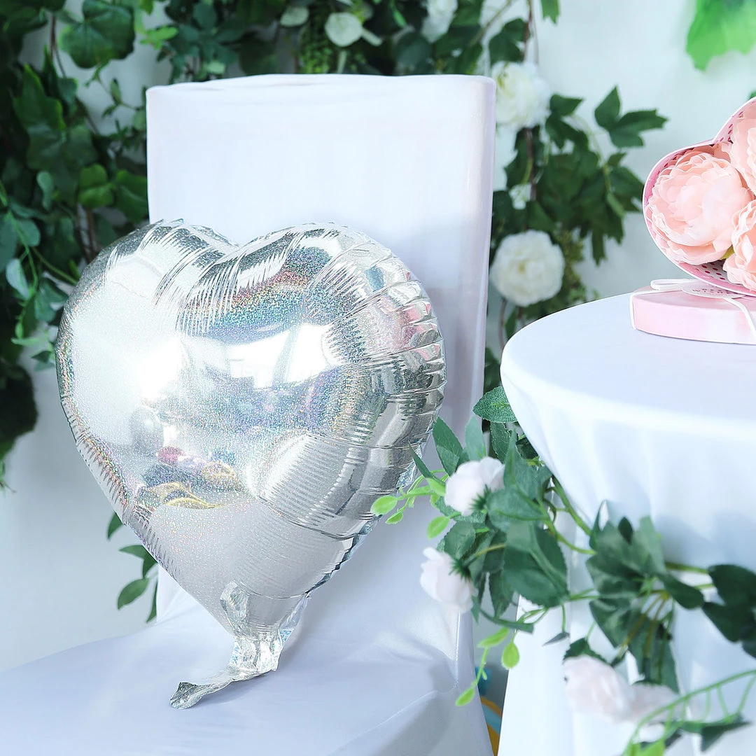 HIER_3213 Big Event Backdrops & Décor 2 Pack | 15" 4D Shiny Silver Heart Mylar Foil Helium Or Air Balloons 2 HIER_3213 Big Event Backdrops & Décor 2 Pack | 15" 4D Shiny Silver Heart Mylar Foil Helium Or Air Balloons