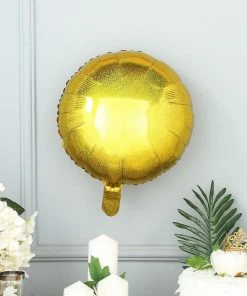 HIER_3200 2 Pack | 13" | Gold Sparkle | Aluminium Foil Air Helium 4D Round Orbz Mylar Balloons - Clearance SALE