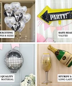 HIER_3213 10 Pack | 15" Shiny Black Four Leaf Clover Shaped Mylar Foil Balloons Big Event Backdrops & Décor 15 HIER_3213 10 Pack | 15