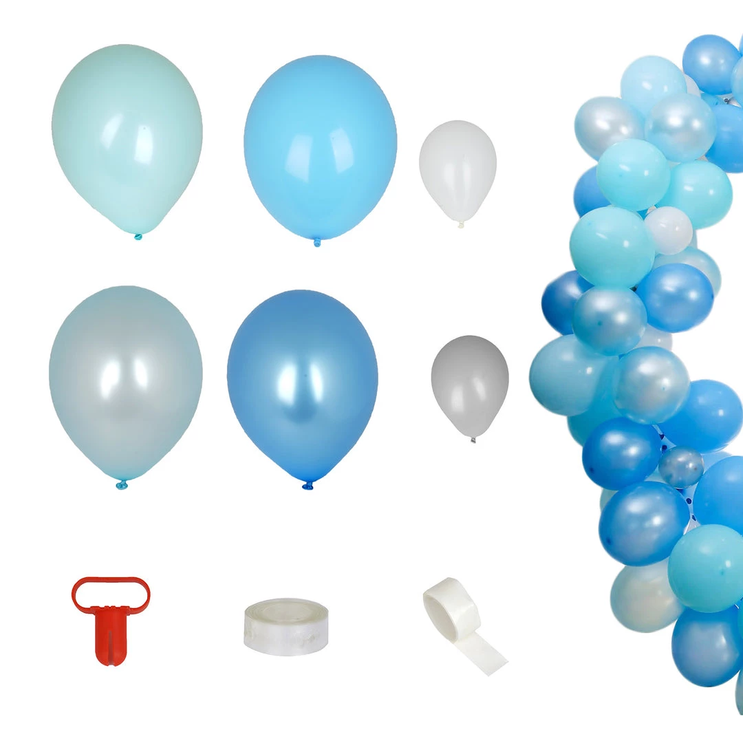 HIER_3230 100 Pack | Blue, Silver & White DIY Balloon Garland Arch Party Kit 2 HIER_3230 100 Pack | Blue, Silver & White DIY Balloon Garland Arch Party Kit