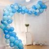 HIER_3230 100 Pack | Blue, Silver & White DIY Balloon Garland Arch Party Kit