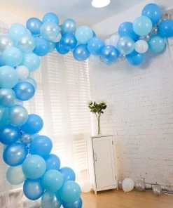HIER_3230 100 Pack | Blue, Silver & White DIY Balloon Garland Arch Party Kit