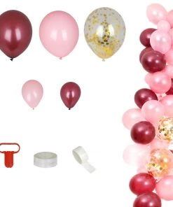 HIER_3230 110 Pack | Burgundy, Clear & Pink DIY Balloon Garland Arch Party Kit Big Event Backdrops & Décor