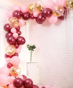 HIER_3230 110 Pack | Burgundy, Clear & Pink DIY Balloon Garland Arch Party Kit Big Event Backdrops & Décor