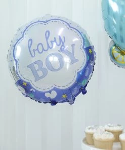 HIER_3230 Party Balloons & Accessories Set Of 5 | Blue/White Boy Baby Shower Mylar Foil Balloon Set, Star, Round And Baby Carriage Balloon Bouquet With Ribbon, Gender Reveal Party Decorations 17 HIER_3230 Party Balloons & Accessories Set Of 5 | Blue/White Boy Baby Shower Mylar Foil Balloon Set, Star, Round And Baby Carriage Balloon Bouquet With Ribbon, Gender Reveal Party Decorations