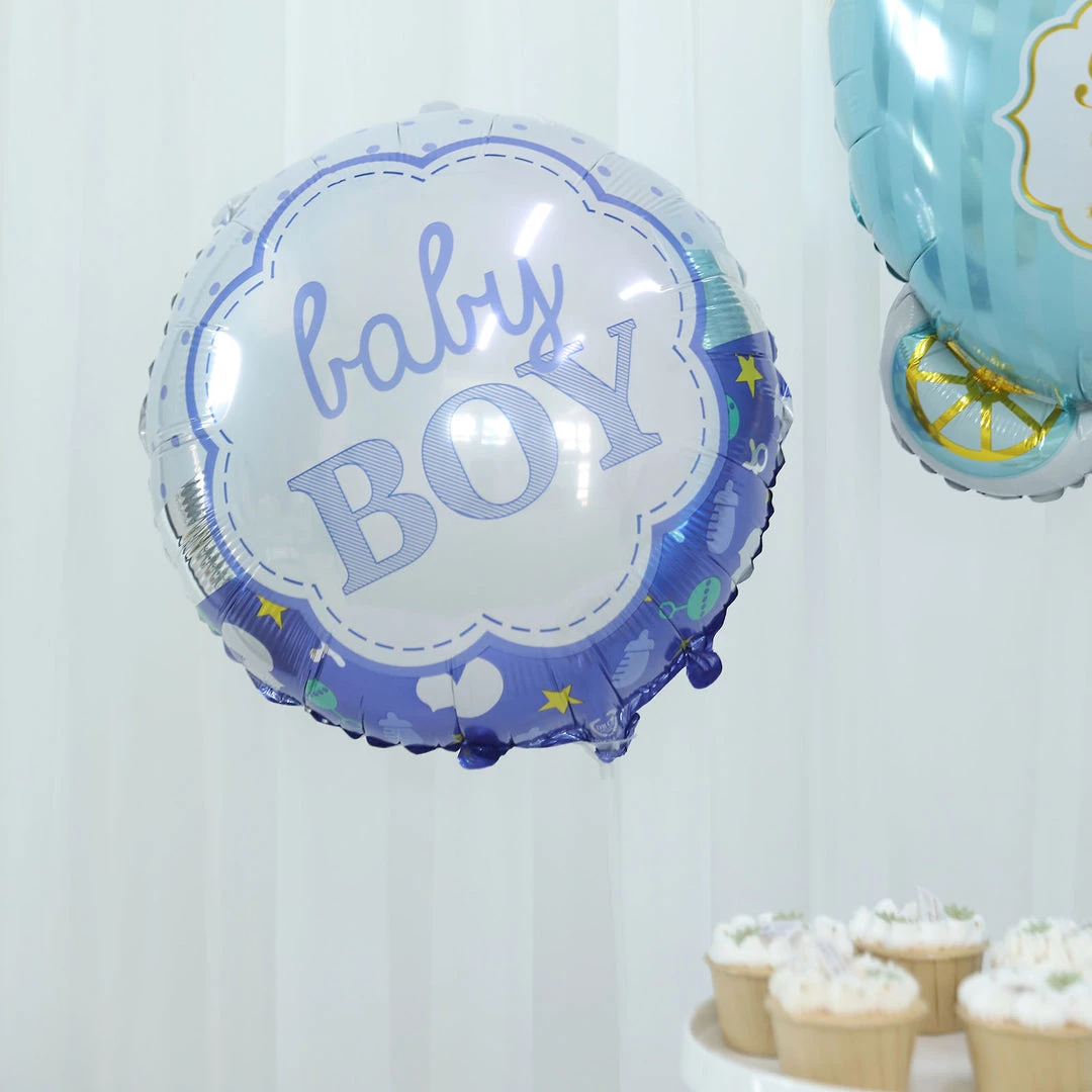 HIER_3230 Party Balloons & Accessories Set Of 5 | Blue/White Boy Baby Shower Mylar Foil Balloon Set, Star, Round And Baby Carriage Balloon Bouquet With Ribbon, Gender Reveal Party Decorations 9 HIER_3230 Party Balloons & Accessories Set Of 5 | Blue/White Boy Baby Shower Mylar Foil Balloon Set, Star, Round And Baby Carriage Balloon Bouquet With Ribbon, Gender Reveal Party Decorations