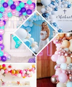 HIER_3230 100 Pack | Blue, Silver & White DIY Balloon Garland Arch Party Kit 10 HIER_3230 100 Pack | Blue, Silver & White DIY Balloon Garland Arch Party Kit