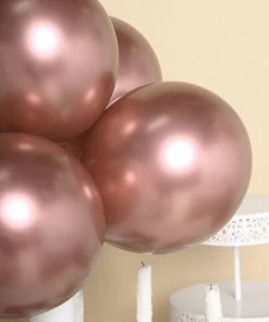 HIER_3220 25 Pack | 12" Metallic Chrome Blush/Rose Gold Latex Helium/Air Balloon Party Balloons & Accessories