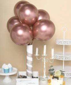 HIER_3220 25 Pack | 12" Metallic Chrome Blush/Rose Gold Latex Helium/Air Balloon Party Balloons & Accessories