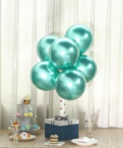HIER_3220 25 Pack | 12" Metallic Chrome Green Latex Helium Or Air Party Balloons Big Event Backdrops & Décor