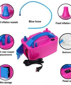 HIER_3230 Big Event Backdrops & Décor 600W Hot Pink Dual Nozzle Electric Balloon Pump Balloon Air Inflator 22 HIER_3230 Big Event Backdrops & Décor 600W Hot Pink Dual Nozzle Electric Balloon Pump Balloon Air Inflator