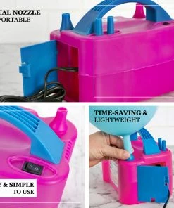 HIER_3230 Big Event Backdrops & Décor 600W Hot Pink Dual Nozzle Electric Balloon Pump Balloon Air Inflator 15 HIER_3230 Big Event Backdrops & Décor 600W Hot Pink Dual Nozzle Electric Balloon Pump Balloon Air Inflator