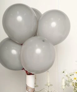HIER_3220 Tabletop Decor 25 Pack | 12" Matte Pastel Silver Gray Helium/Air Latex Party Balloons