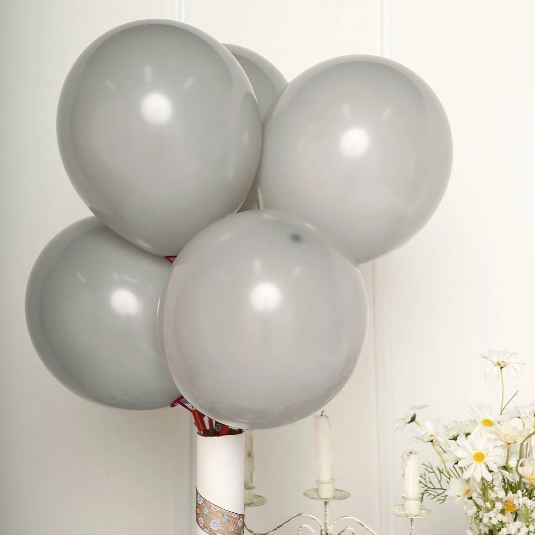 HIER_3220 Tabletop Decor 25 Pack | 12" Matte Pastel Silver Gray Helium/Air Latex Party Balloons 2 HIER_3220 Tabletop Decor 25 Pack | 12" Matte Pastel Silver Gray Helium/Air Latex Party Balloons