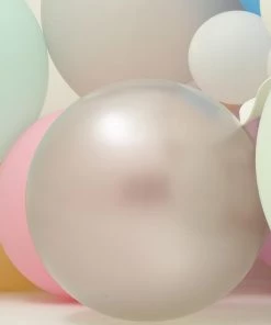 HIER_3220 Big Event Backdrops & Décor 2 Pack | 32" Large Balloons Helium Or Air Latex Balloons Pastel Silver