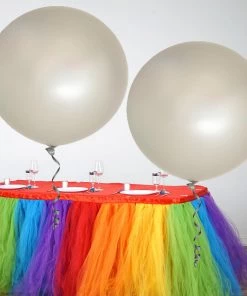 HIER_3220 Big Event Backdrops & Décor 2 Pack | 32" Large Balloons Helium Or Air Latex Balloons Pastel Silver