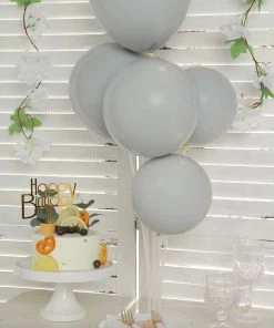 HIER_3220 Party Balloons & Accessories 25 Pack | 10" Matte Gray Double Stuffed Prepacked Latex Party Balloons