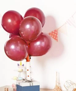 HIER_3220 25 Pack | 12" Shiny Pearl Burgundy Latex Helium Or Air Balloons Party Balloons & Accessories
