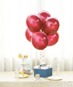 HIER_3220 25 Pack | 12" Shiny Pearl Burgundy Latex Helium Or Air Balloons Party Balloons & Accessories