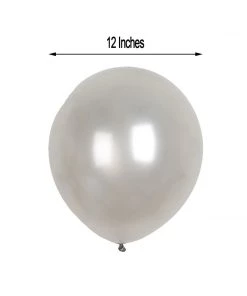 HIER_3220 Big Event Backdrops & Décor 25 Pack | 12" Shiny Pearl Silver Latex Helium, Air Or Water Balloons 11 HIER_3220 Big Event Backdrops & Décor 25 Pack | 12