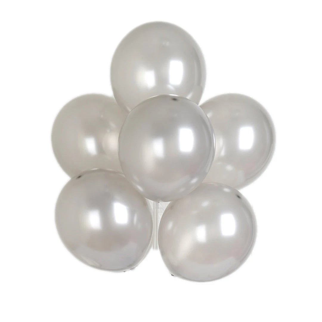 HIER_3220 Big Event Backdrops & Décor 25 Pack | 12" Shiny Pearl Silver Latex Helium, Air Or Water Balloons 6 HIER_3220 Big Event Backdrops & Décor 25 Pack | 12" Shiny Pearl Silver Latex Helium, Air Or Water Balloons