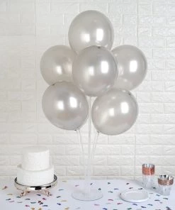 HIER_3220 Big Event Backdrops & Décor 25 Pack | 12" Shiny Pearl Silver Latex Helium, Air Or Water Balloons
