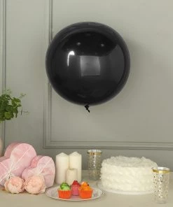 HIER_3240 2 Pack | 18" Shiny Black Reusable UV Protected Sphere Vinyl Balloons Big Event Backdrops & Décor