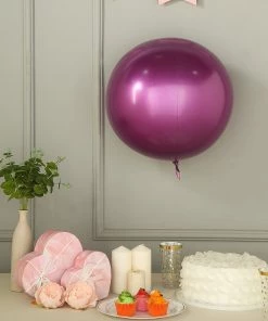 HIER_3240 2 Pack | 18" Burgundy Reusable UV Protected Sphere Vinyl Balloons