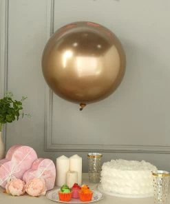 HIER_3240 2 Pack | 18" Shiny Gold Reusable UV Protected Sphere Vinyl Balloons