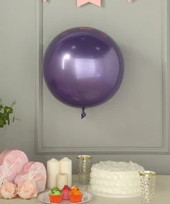 HIER_3240 2 Pack | 18" Shiny Purple Reusable UV Protected Sphere Vinyl Balloons