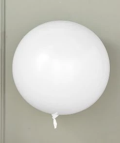 HIER_3240 2 Pack | 18" Shiny White Reusable UV Protected Sphere Vinyl Balloons Big Event Backdrops & Décor