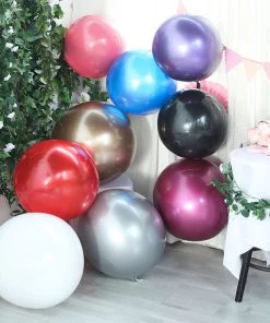 HIER_3240 2 Pack | 30" Large Silver Reusable UV Protected Sphere Vinyl Balloons