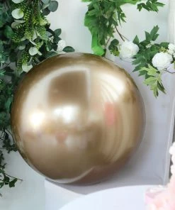 HIER_3240 2 Pack | 30" Large Gold Reusable UV Protected Sphere Vinyl Balloons Big Event Backdrops & Décor