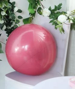 HIER_3240 Big Event Backdrops & Décor 2 Pack | 30" Large Pink Reusable UV Protected Sphere Vinyl Balloons