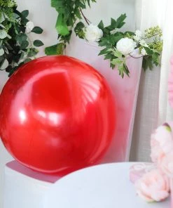 HIER_3240 2 Pack | 30" Big Shiny Red Reusable UV Protected Sphere Vinyl Balloons Big Event Backdrops & Décor
