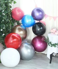 HIER_3240 2 Pack | 30" Big Shiny Red Reusable UV Protected Sphere Vinyl Balloons Big Event Backdrops & Décor