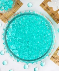 HIER_4830 Chargers & Centerpieces 10g | Large Turquoise Nontoxic Jelly Ball Water Bead Vase Fillers