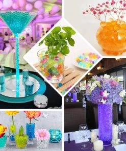 HIER_4830 Chargers & Centerpieces 200-250 Pcs | Small Black Nontoxic Jelly Ball Water Bead Vase Fillers