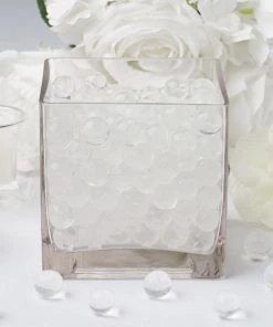 Tableclothsfactory Chargers & Centerpieces 200-250 Pcs | Small White Nontoxic Jelly Ball Water Bead Vase Fillers