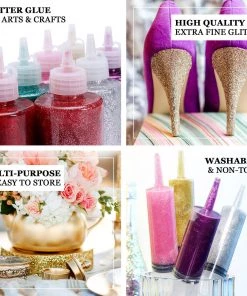 HIER_5170 4 Oz | Metallic Burgundy Arts & Craft Glitter Glue, DIY Sensory Bottle Chargers & Centerpieces