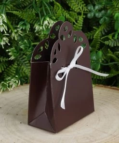 HIER_5310 100 Pack | Chocolate Brown Sacchetto Gift Box Wedding Candy Favor Bag Tabletop Decor
