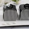 HIER_5310 10 Pack | 3.5" Black/White Striped Cupcake Candy Treat Gift Boxes Chargers & Centerpieces